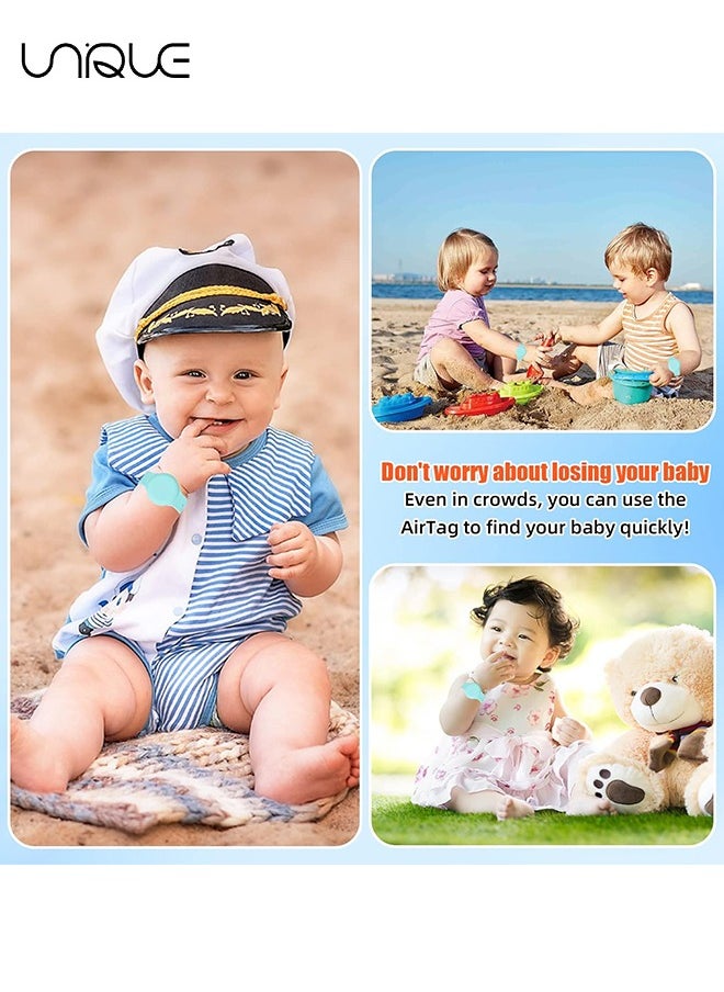 Unique - Kids Waterproof Airtag Bracelet Compatible with Apple AirTag - Hidden Silicon Protective Case for Air Tag Holder - Adjustable Anti-Lost Watch Band for Toddler Child (Mint Green) - Image 1