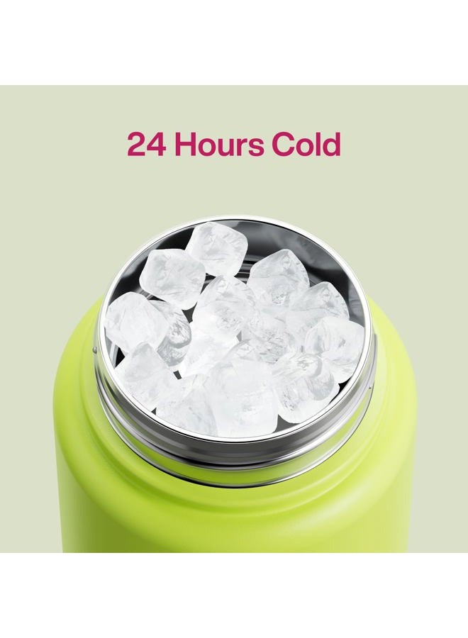 ENCOOL Insulated Water Bottle with Straw Stainless Steel Water Bottle, Leak-Proof, BPA-Free, Double Wall Vacuum Keeps Cold for 24 Hours for Sports, Travel, School (32 oz, Acid Green) - Image 3