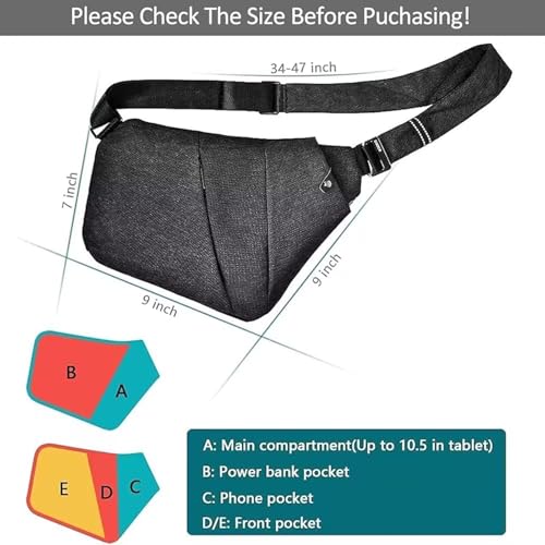 OSOCE Anti Theft Crossbody Bags Sling Bag for Women Men Waterproof Wander Bag for Sports and Travel. (3.0BLACK, Large) - Image 3