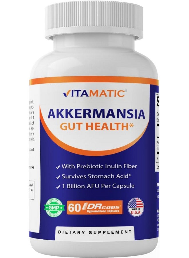 Vitamatic فيتاميناتيك أكيرمانسيا موكيني فيلا صحة الأمعاء - 60 كبسولة (إطلاق مؤجل) - مصنوعة من ألياف الإينولين البريبايوتيك - Image 1