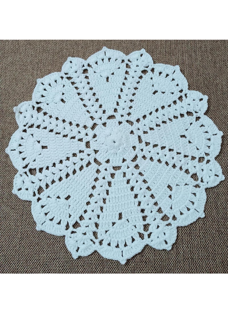 RR RITIKA Craft® Crochet Handmade Table mat 13.5 inch (White)  - Image 1