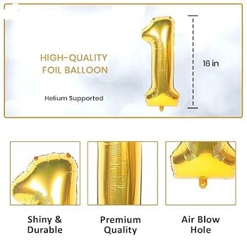 BRIJBAZAAR Birthday Decoration kit for 1st Birthday Boys- 28Pcs with Foil Curtain / Bday Supplies Items with Blue HBD Bunting, Number Foil Baloons/1st Birth Day Props for Kids, Baby/Newborn Gifts Set - Image 3