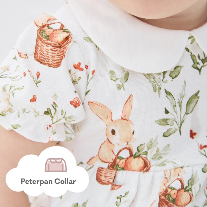 pureborn Baby Girls Dress Cotton Short Sleeve Casual Dress with Bloomer Bunny Fruit Basket 0-3 Months - Image 4