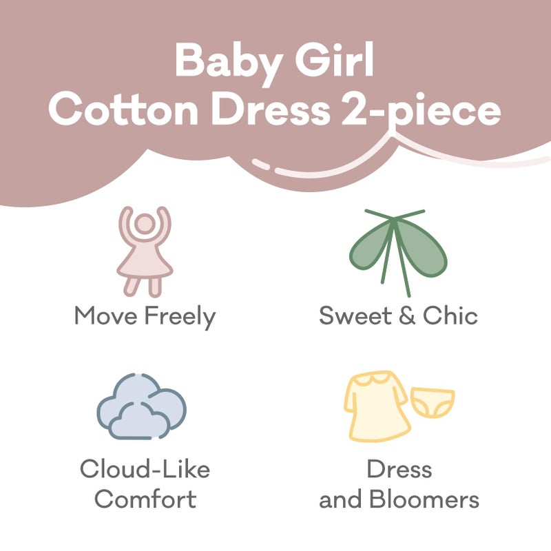 pureborn Baby Girls Dress Cotton Short Sleeve Casual Dress with Bloomer Bunny Fruit Basket 0-3 Months - Image 3