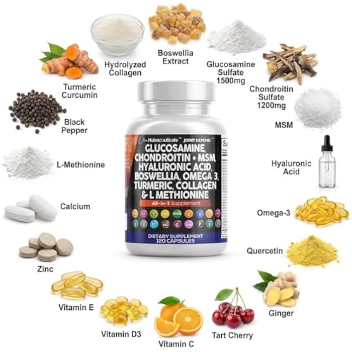 Clean Nutraceuticals Glucosamine 1500mg Chondroitin 1200mg MSM with Turmeric Curcumin, Collagen, Hyaluronic Acid, Omega 3 – Joint Health Supplement for Men & Women – Joint Complex – 120 Count - Image 4