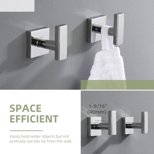 Angle Simple Bath Towel Hook 2 Pack, Stainless Steel Square Robe Coat Holder for Wall, Bathroom Kitchen Garage Wall Hook for Hanging Tools, Polished Chrome - Image 5