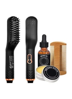 Generic 5 in 1 Beard Straightener for Men, Beard Straightening Comb with Beard Balm, 3 Adjustable Temperature, 360° Rotating Power Cord, Ceramic Electric Straightening Comb, Original Men's Gift Sets  - Image 1