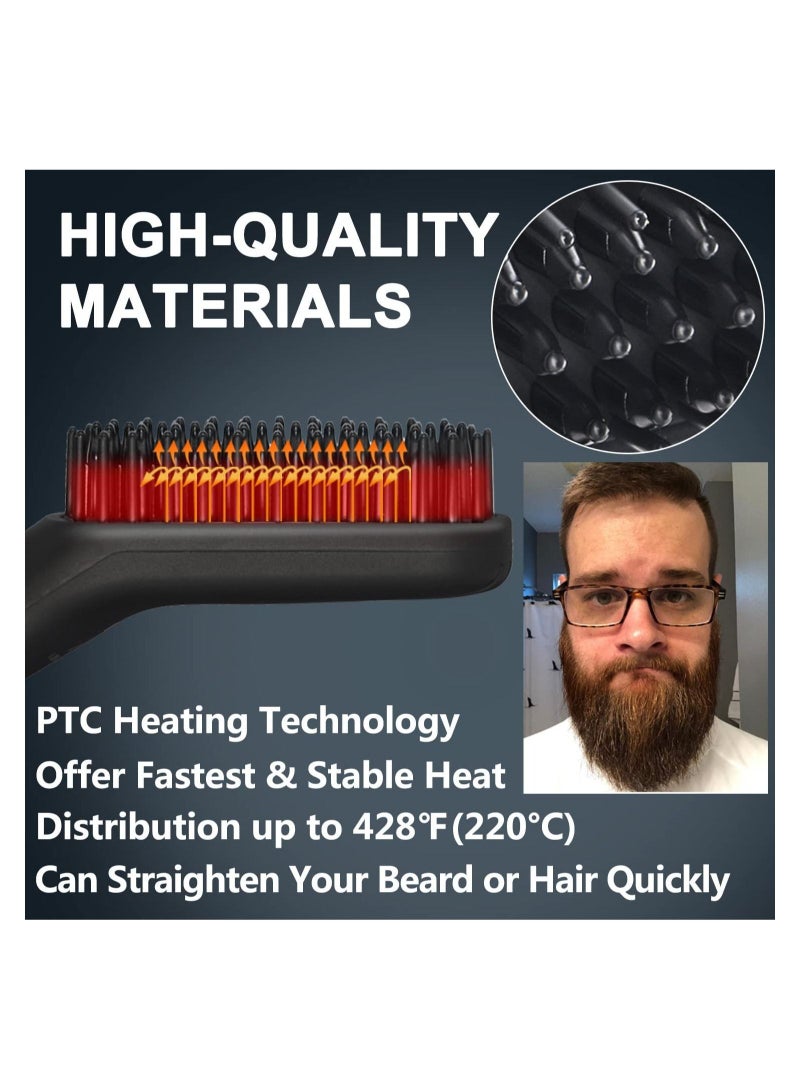 جهاز فرد اللحية 5 في 1 للرجال ، مشط فرد اللحية  مع بلسم اللحية ، 3 درجات حرارة قابلة للتعديل ، سلك طاقة دوار 360 درجة ، مشط فرد كهربائي سيراميكي ، مجموعات هدايا أصلية للرجال - Image 2