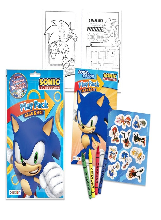 سونيك ذا هيدجهوج مجموعة هدايا ومستلزمات حفلات عيد ميلاد سونيك القنفذ - ١٢ مجموعة ألعاب سونيك للأولاد والبنات مع كتب تلوين صغيرة، والمزيد | هدايا حفلات سونيك للأطفال - Image 3