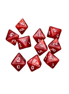 Marsrut 10 Pieces D8 Polyhedral Dice Set - 8 Sided Dice With Numbers | Ideal For Board Games, Classroom Activities, Party Table & Gaming Fun (Color: Red, Size: 1.6Cm/0.63In)  - Image 1