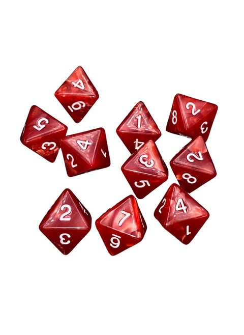 10 Pieces D8 Polyhedral Dice Set - 8 Sided Dice With Numbers | Ideal For Board Games, Classroom Activities, Party Table & Gaming Fun (Color: Red, Size: 1.6Cm/0.63In)