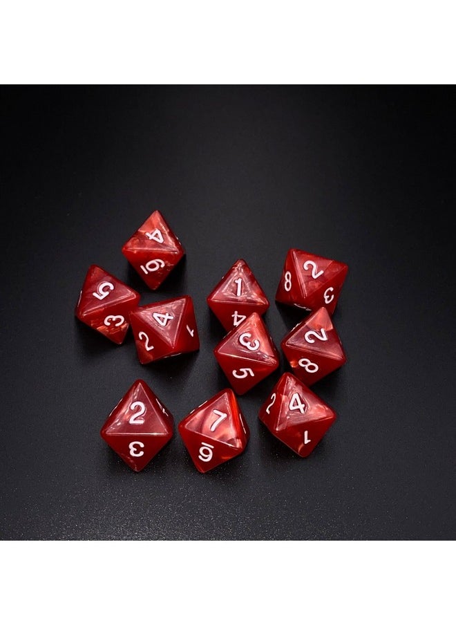 Marsrut 10 Pieces D8 Polyhedral Dice Set - 8 Sided Dice With Numbers | Ideal For Board Games, Classroom Activities, Party Table & Gaming Fun (Color: Red, Size: 1.6Cm/0.63In)  - Image 5
