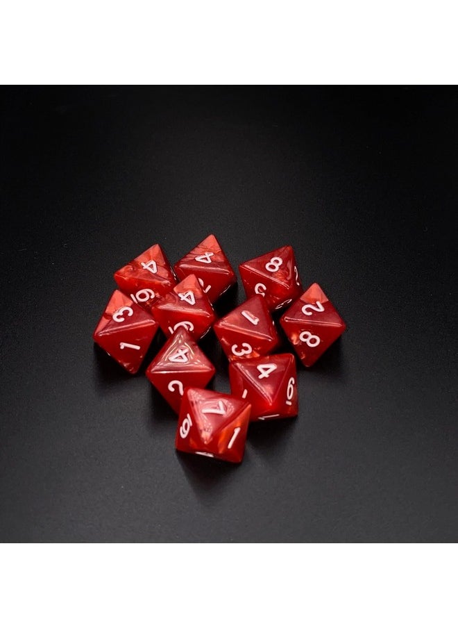 Marsrut 10 Pieces D8 Polyhedral Dice Set - 8 Sided Dice With Numbers | Ideal For Board Games, Classroom Activities, Party Table & Gaming Fun (Color: Red, Size: 1.6Cm/0.63In)  - Image 4