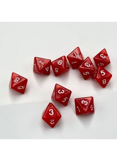 Marsrut 10 Pieces D8 Polyhedral Dice Set - 8 Sided Dice With Numbers | Ideal For Board Games, Classroom Activities, Party Table & Gaming Fun (Color: Red, Size: 1.6Cm/0.63In)  - Image 2