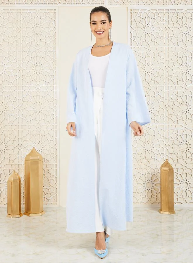 Styli Floral Texture Maxi Length Kimono