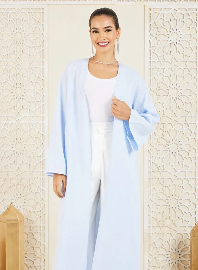 Styli Floral Texture Maxi Length Kimono