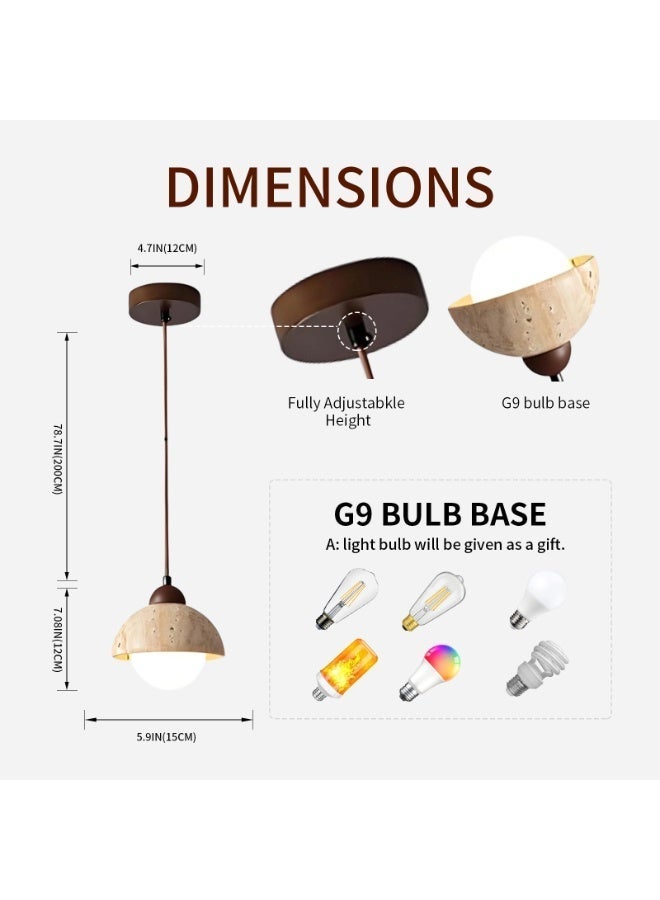 Yellow Stone Pendant Light, Adjustable Ceiling Hanging Lamp 3000K Warm White for Dining Room Kitchen Island - Image 2