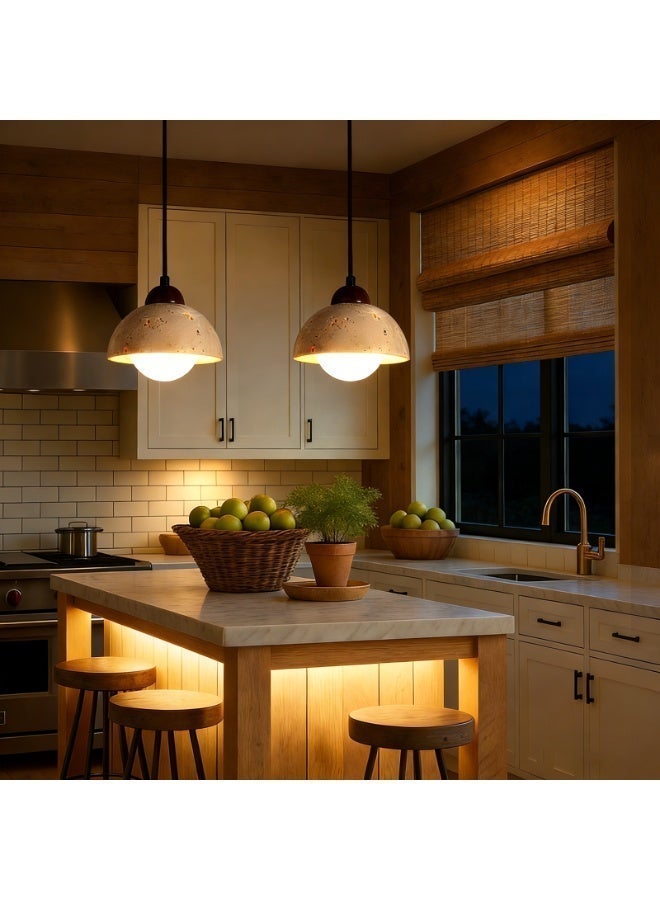 Yellow Stone Pendant Light, Adjustable Ceiling Hanging Lamp 3000K Warm White for Dining Room Kitchen Island - Image 4
