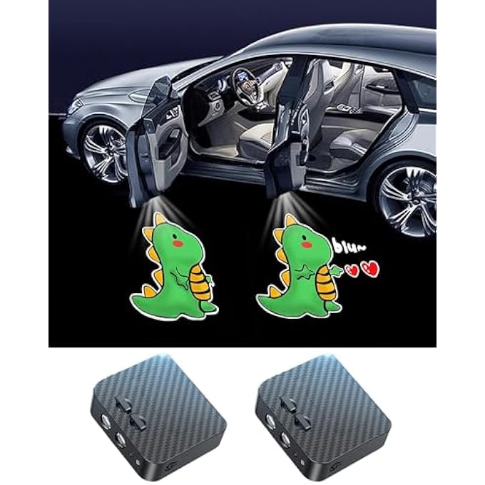 KASTWAVE 2 Pcs Door Projector Lights Logo Projector Dynamic Wireless Led Puddle Lights Paste Holeless Welcome Light For All Car Models - Image 1