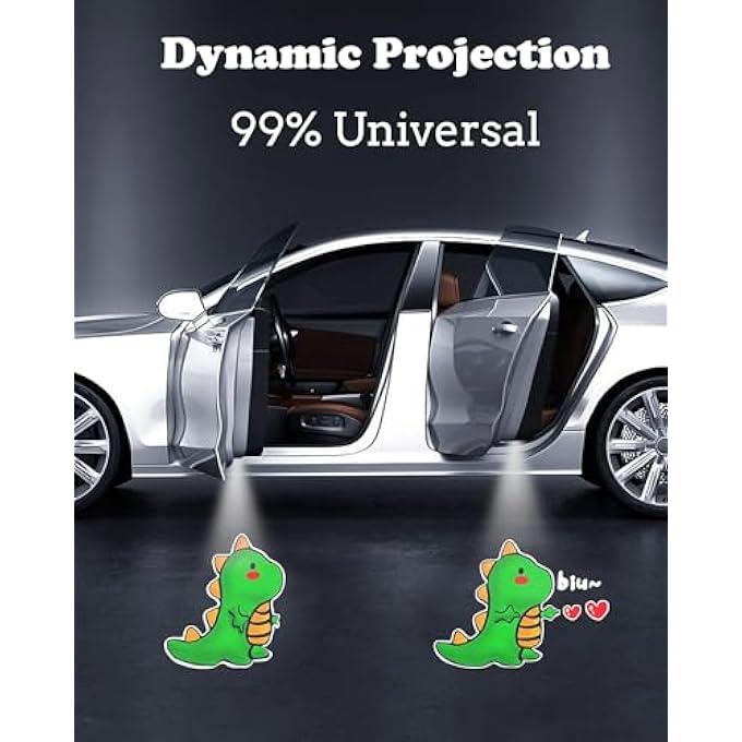 KASTWAVE 2 Pcs Door Projector Lights Logo Projector Dynamic Wireless Led Puddle Lights Paste Holeless Welcome Light For All Car Models - Image 2