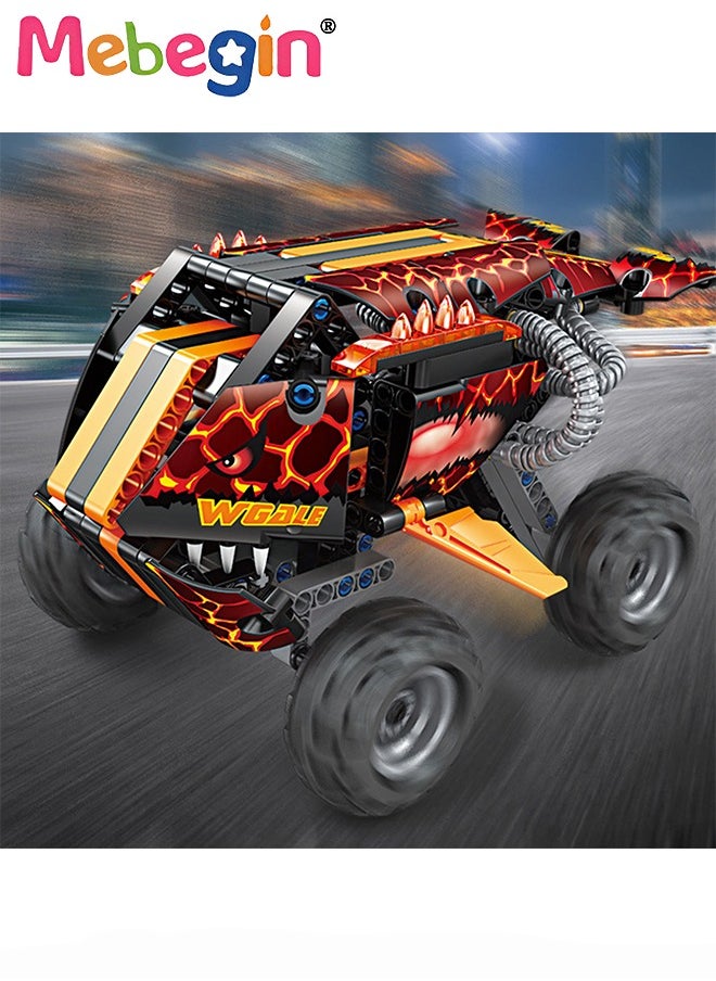 MEBEGIN 2 in 1 Transforming Car Toys, Racing Car Building Block Set, Deformation Race Car Building Toys, Pull Back Sport Car with Light and Strong Crash Resistance, Ideal Gift for Boys, 21.4*14.6*12.8cm  - Image 2