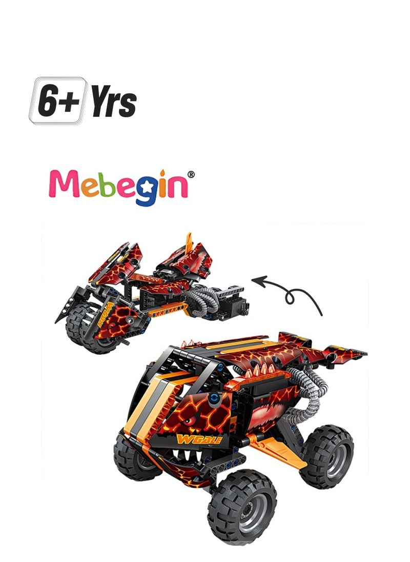 MEBEGIN 2 in 1 Transforming Car Toys, Racing Car Building Block Set, Deformation Race Car Building Toys, Pull Back Sport Car with Light and Strong Crash Resistance, Ideal Gift for Boys, 21.4*14.6*12.8cm  - Image 1