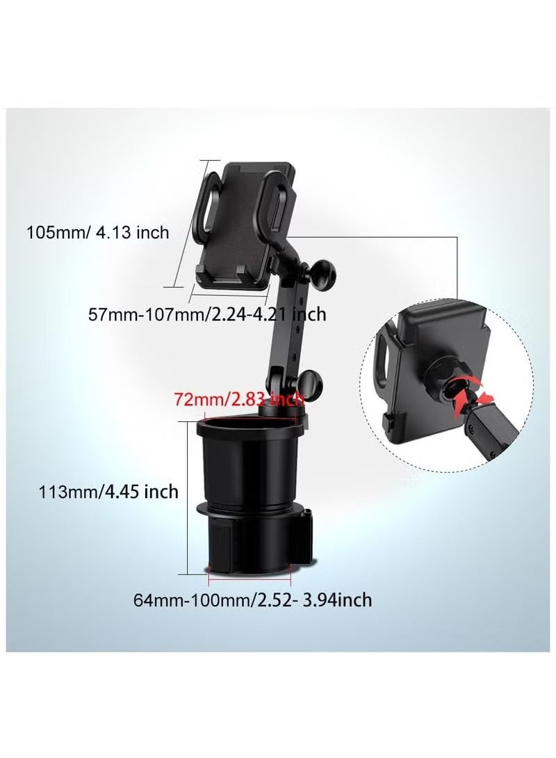 عربست حامل أكواب السيارة حامل الهاتف الخلوي، حامل أكواب السيارة الموسع مع حامل الهاتف، حامل الهاتف الخلوي حامل الهاتف الخلوي حامل الأكواب، محول حامل الهاتف الخلوي حامل الهاتف الخلوي 2 في 1 لجميع الهواتف الذكية - Image 2