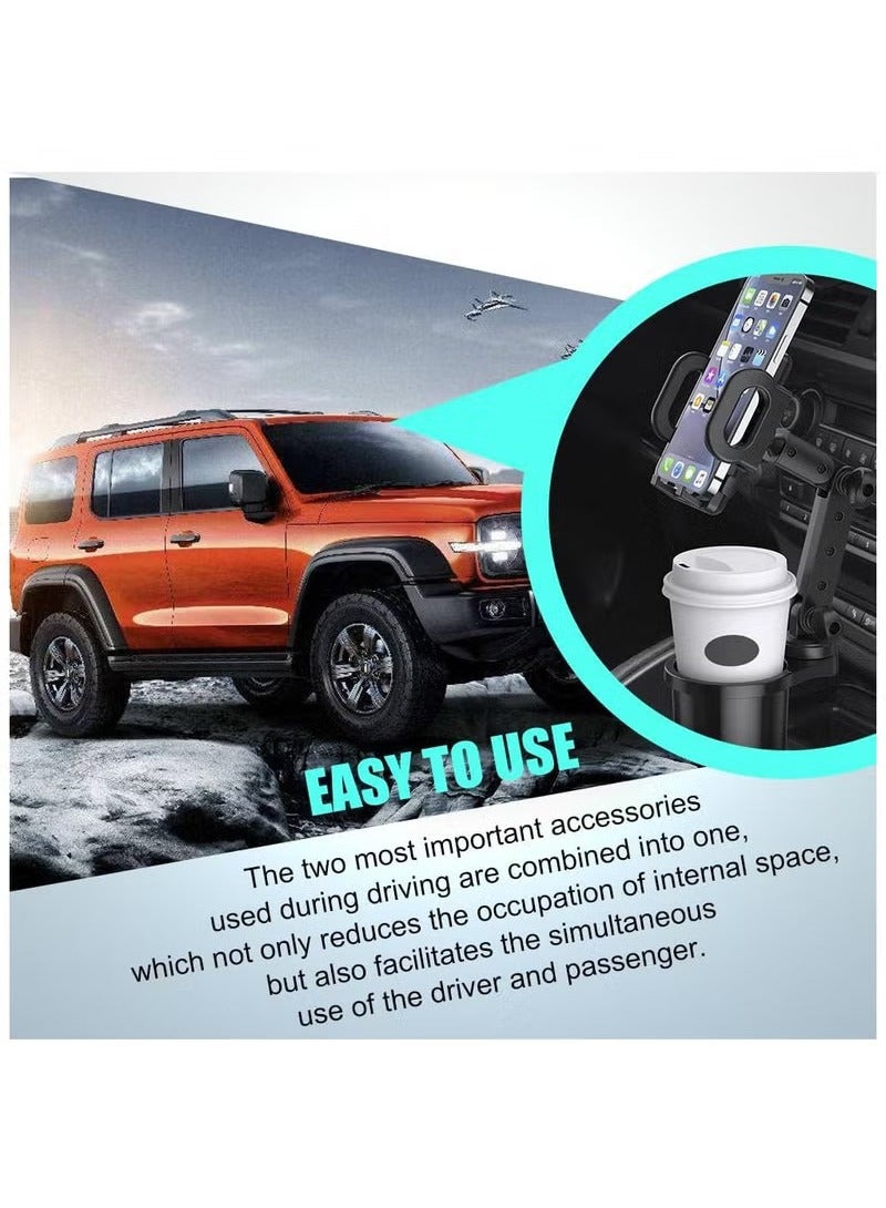 عربست حامل أكواب السيارة حامل الهاتف الخلوي، حامل أكواب السيارة الموسع مع حامل الهاتف، حامل الهاتف الخلوي حامل الهاتف الخلوي حامل الأكواب، محول حامل الهاتف الخلوي حامل الهاتف الخلوي 2 في 1 لجميع الهواتف الذكية - Image 4