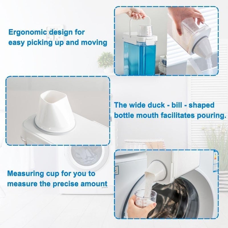 2-Pack Laundry Detergent Dispensers (2750ml + 1100ml) - With Measuring Cup, Multi-Purpose Storage Jars for Washing Powder & More | Ideal for Laundry Room & Kitchen - Image 5