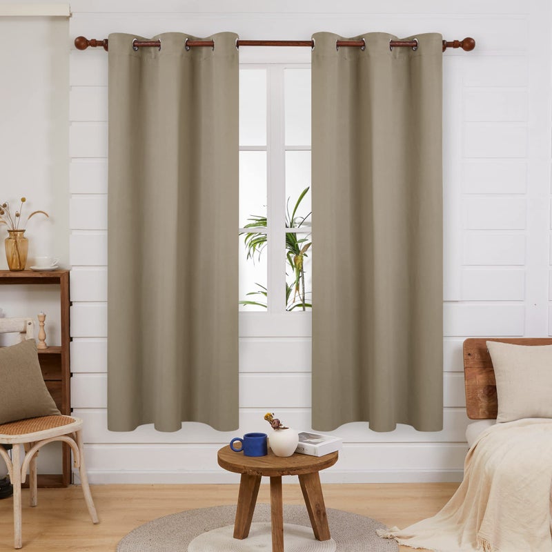 Deconovo Grommet Blackout Curtains for Office  Room Darkening Thermal Insulated Window Curtain  Khaki  42x63 Inch  1 Panel - Image 1