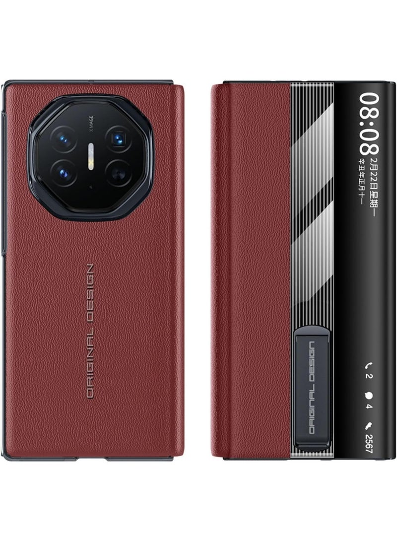 Compatible with Huawei Mate XT Ultimate Case, Built in Metal Stand 【Support Magnetic Car Mount】 Magnet Leather Smart View Flip Cover Phone Cover for Men - Image 1