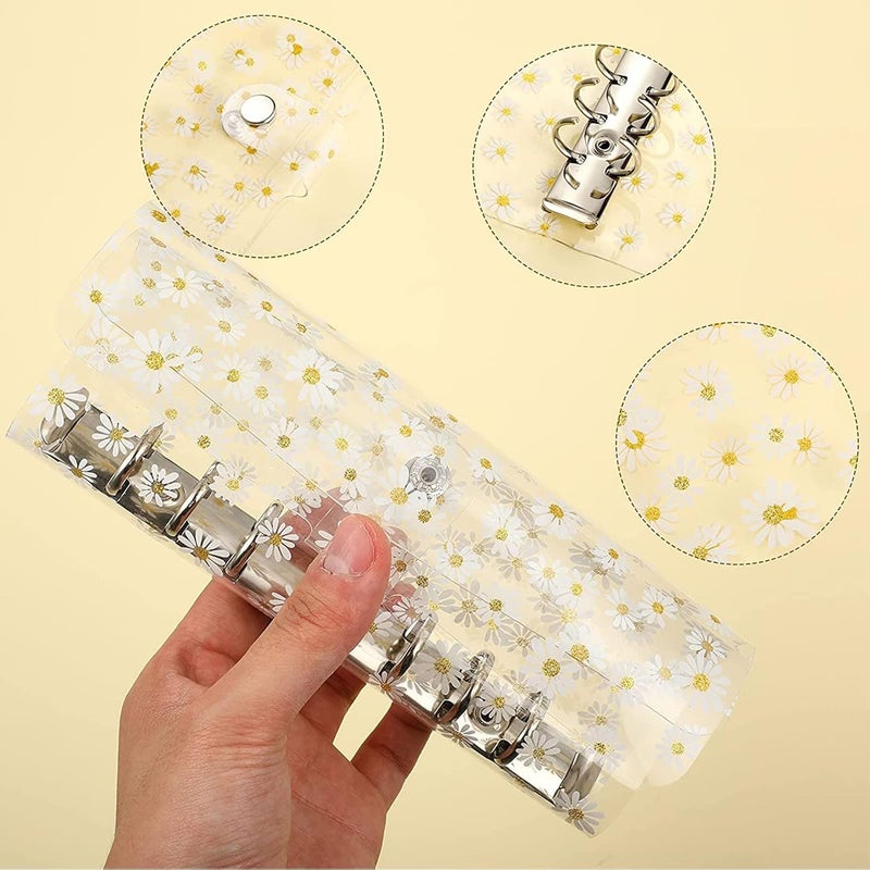 كاست ويف مجلد ميزانية من البولي فينيل كلوريد مقاس A6 مع 45 صفحة من القلب الداخلي الفارغ، غطاء مجلد دفتر ملاحظات بحلقة دائرية واحدة مع جيوب مجلد بسحاب من الأوراق السائبة للبطاقات المصرفية والنقود ومجلد توفير المال على شكل ديزي - Image 2