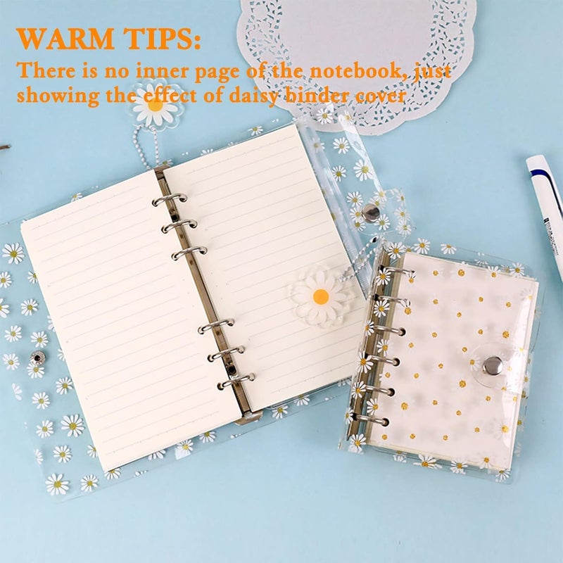 كاست ويف مجلد ميزانية من البولي فينيل كلوريد مقاس A6 مع 45 صفحة من القلب الداخلي الفارغ، غطاء مجلد دفتر ملاحظات بحلقة دائرية واحدة مع جيوب مجلد بسحاب من الأوراق السائبة للبطاقات المصرفية والنقود ومجلد توفير المال على شكل ديزي - Image 5