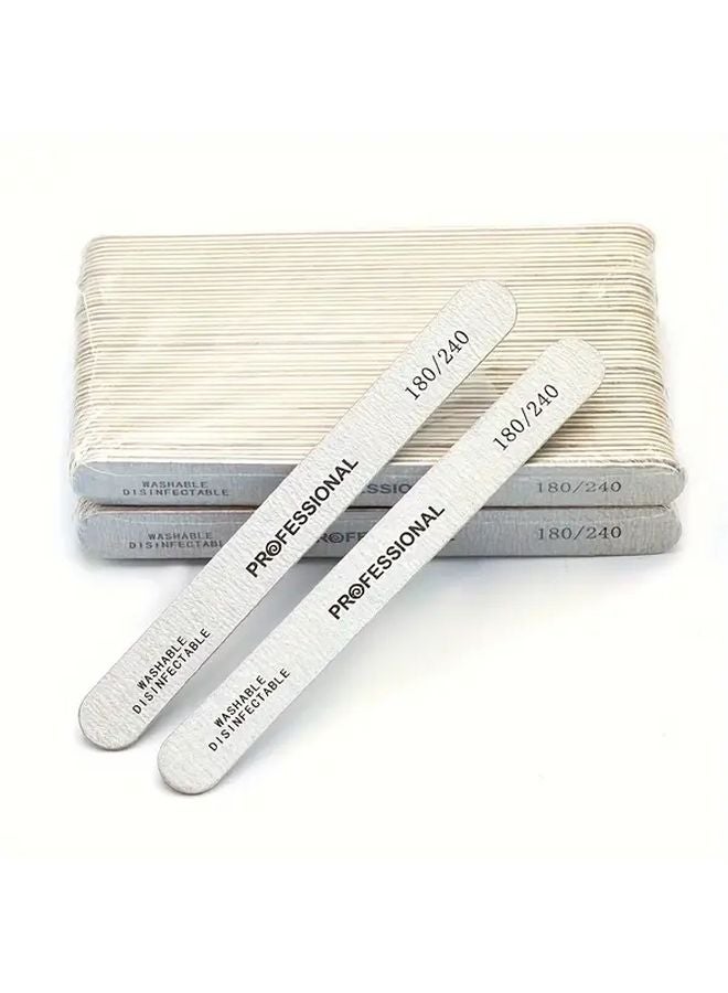 100 Pcs 180 240 Grit Nail Polishing Files Double Sided Manicure Pedicure Tool - Image 1
