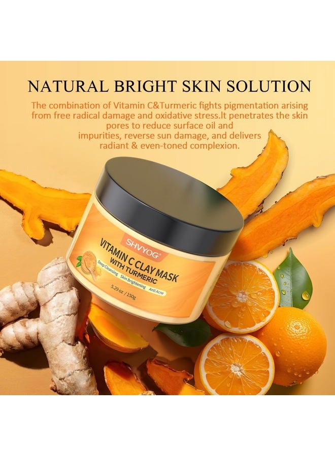 Shvyog Turmeric Vitamin C Clay Mask, Face Mask With Kaolin And For Dark Spots, Skin Care Controlling Oil Refining Pores - Image 2
