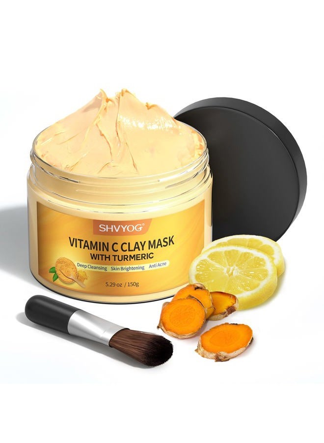 Shvyog Turmeric Vitamin C Clay Mask, Face Mask With Kaolin And For Dark Spots, Skin Care Controlling Oil Refining Pores - Image 1