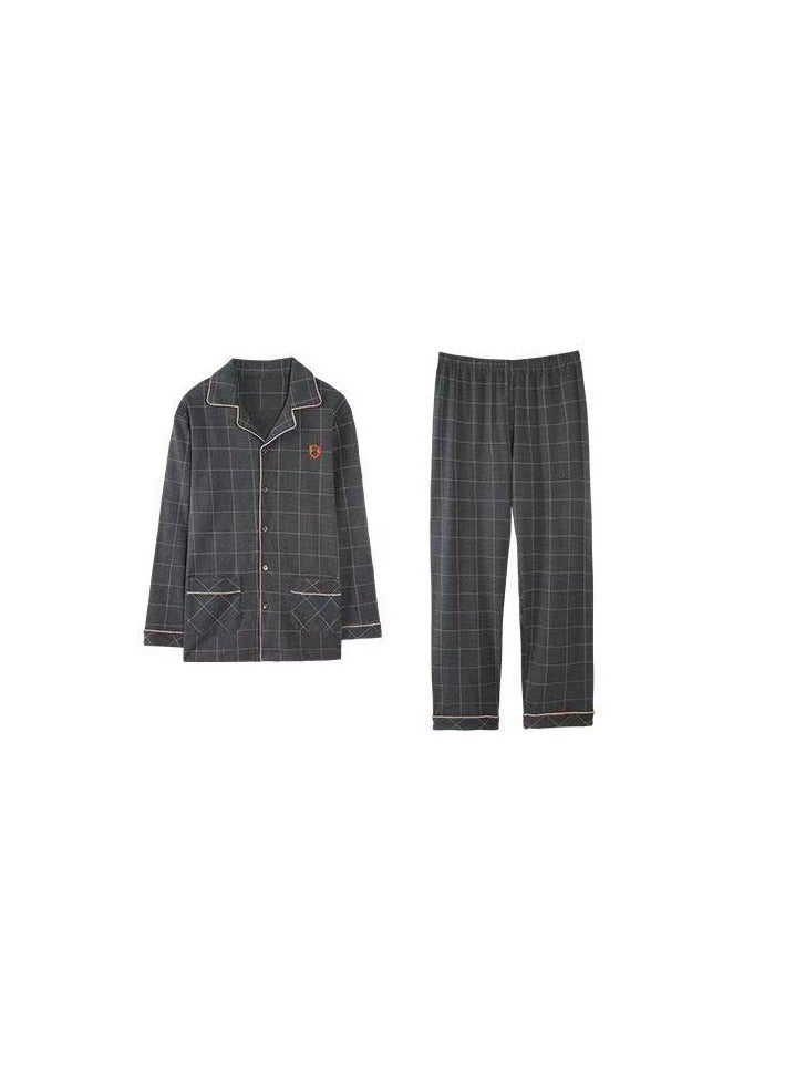 Men's Pajama Set, Cotton Long Sleeve Two-Piece Casual Pajamas  - Image 1