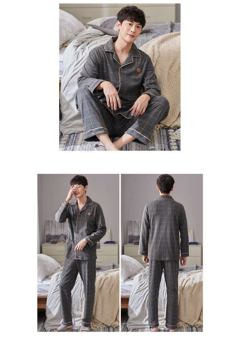 Men's Pajama Set, Cotton Long Sleeve Two-Piece Casual Pajamas  - Image 2