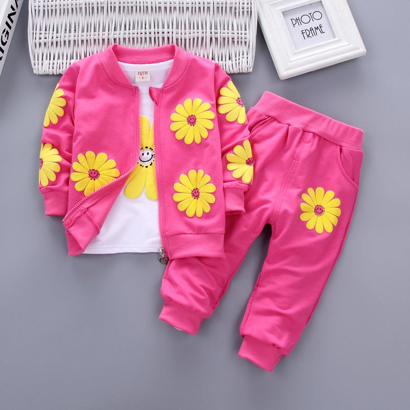 Children'S Clothing Girls Spring Vests Suit Foreign Style Clothing 2-3 Years Old Girl Long Sleeve Three Piece Set Direct Sales - Image 5