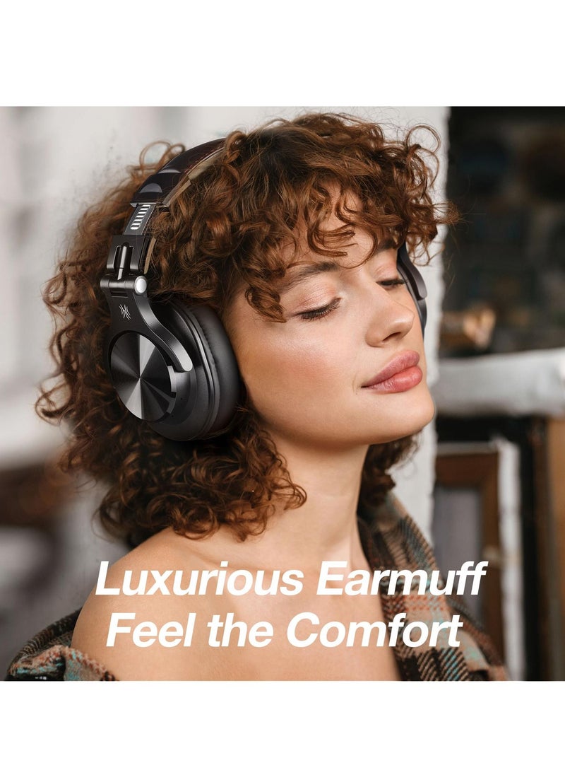 OneOdio A70 Bluetooth Over Ear Headphones, Wireless Headphones w/ 72H Playtime, Hi-Res, 3.5mm/6.35mm Wired Audio Jack for Studio Monitor & Mixing DJ Guitar AMP, Computer Laptop PC Tablet - Black Gold  - Image 5