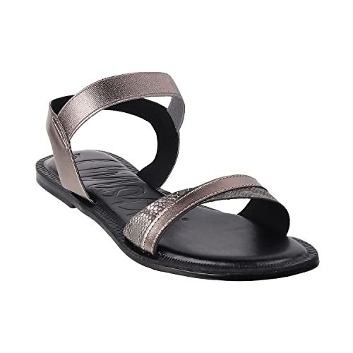 Mochi Women Gun Metal Flat Fashion Sandal UK/7 EU/40 (33-3192) - Image 2