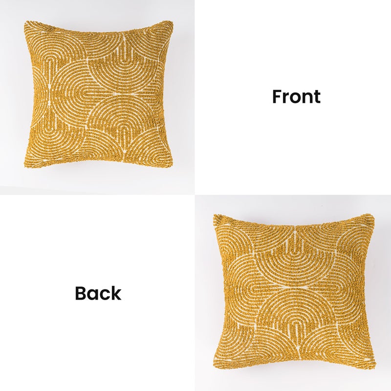 AELS Boho Decorative Textured Throw Pillow Covers 18x18, Organic Modern Mid Century Rainbow Tufted Pillow Case, Farmhouse Rustic Geometric Woven Cushion Case for Bed Couch Sofa, Mustard Yellow - Image 3
