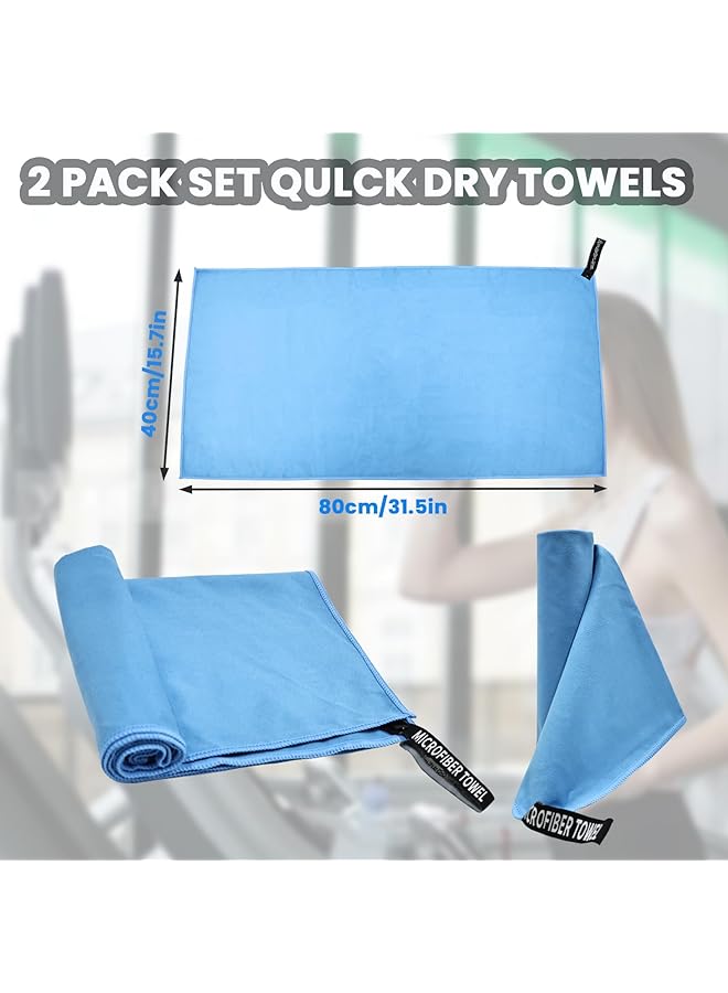 SAGREENY Gym Towel 2 Pack Fast Drying Yoga Towels 40 x 80CM Soft Microfiber Lightweight Sport Towel Travel Camping Towel Super Absorbent for Gym Sport Backpacking Beach Swimming(Navy Blue) - Image 2