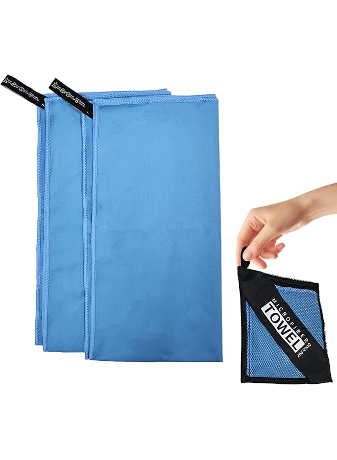 SAGREENY Gym Towel 2 Pack Fast Drying Yoga Towels 40 x 80CM Soft Microfiber Lightweight Sport Towel Travel Camping Towel Super Absorbent for Gym Sport Backpacking Beach Swimming(Navy Blue) - Image 1