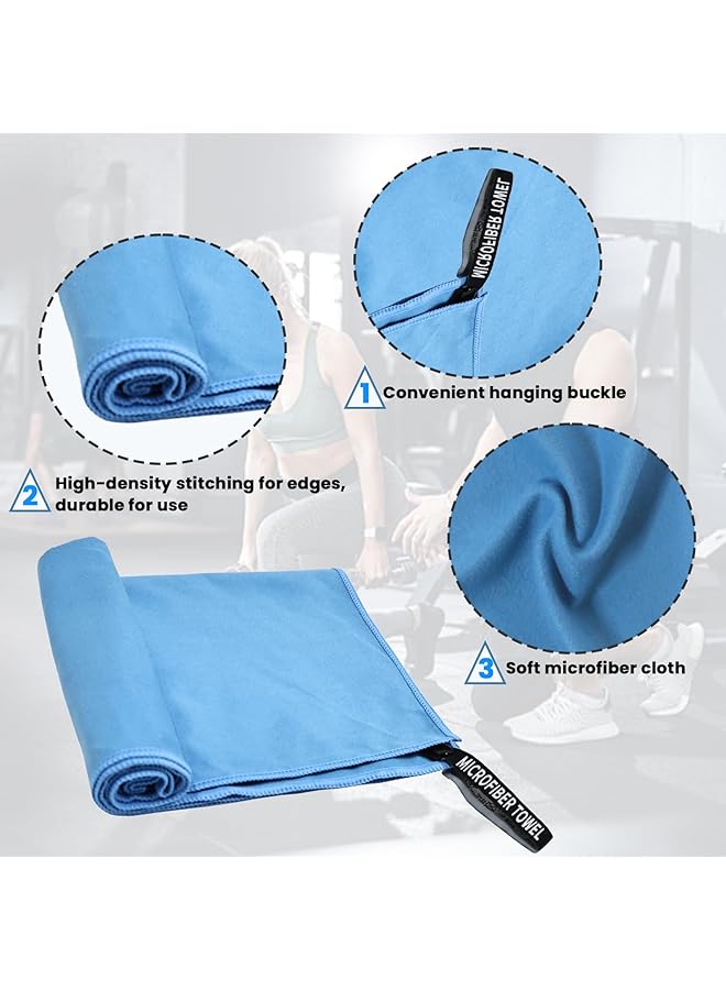 SAGREENY Gym Towel 2 Pack Fast Drying Yoga Towels 40 x 80CM Soft Microfiber Lightweight Sport Towel Travel Camping Towel Super Absorbent for Gym Sport Backpacking Beach Swimming(Navy Blue) - Image 3