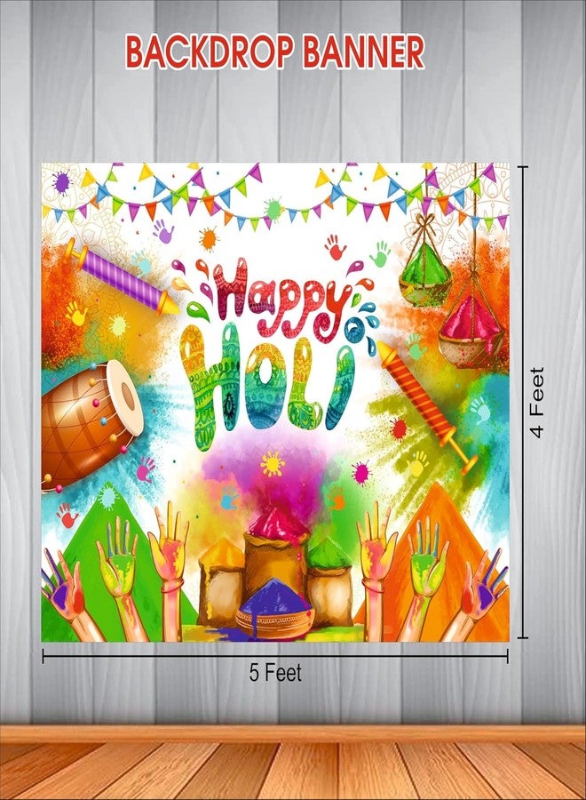 Party Baazaar Happy Holi Party Backdrop | Holi Party Decorations | Multicolor Festival of Colors Photo Booth Banner for Home & Office Decor (Pack of 1, Size: 5x4Feet) - Image 3