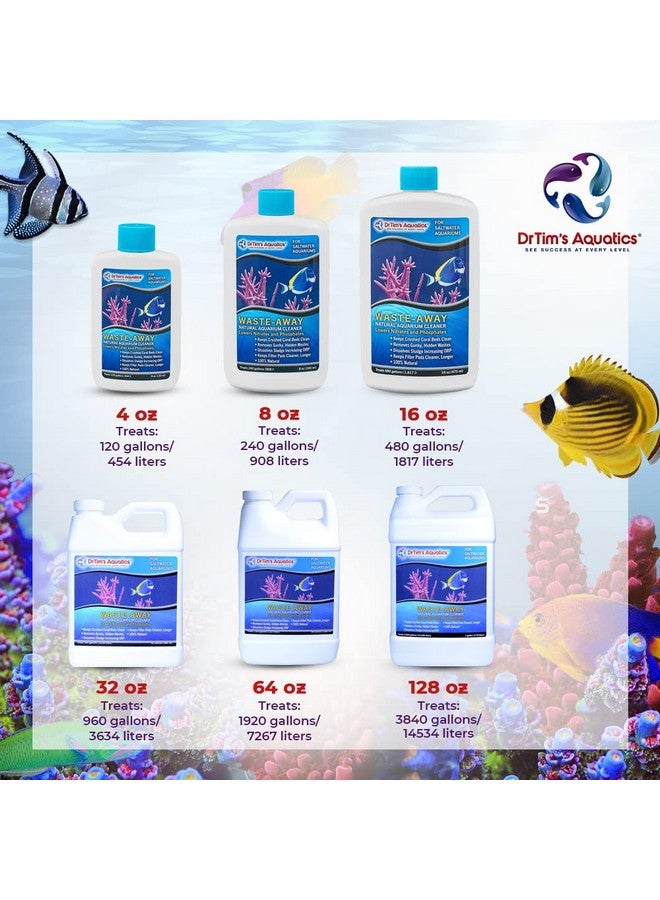 دي آر تيم أكواتيكز Saltwater Waste-Away - حل طبيعي لإدارة نفايات أحواض الأسماك والأحواض المائية لإذابة الحمأة العضوية النظيفة - 16 أونصة - يعالج 480 جالونًا - Image 4