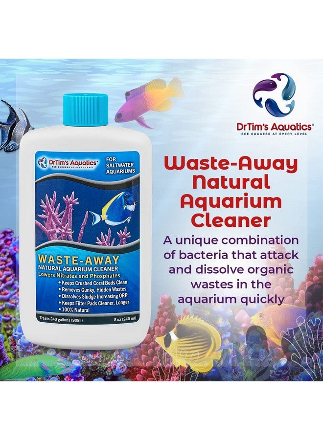 دي آر تيم أكواتيكز Saltwater Waste-Away - حل طبيعي لإدارة نفايات أحواض الأسماك والأحواض المائية لإذابة الحمأة العضوية النظيفة - 16 أونصة - يعالج 480 جالونًا - Image 1