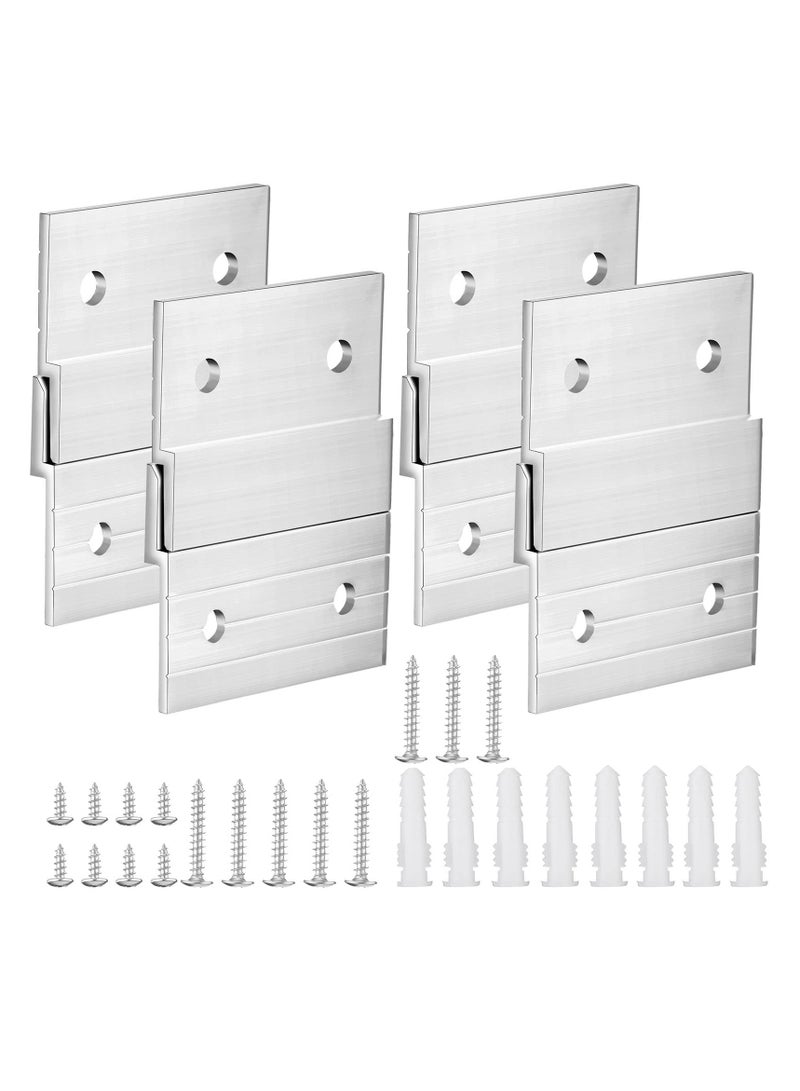 SYOSI French Cleat Picture Hanger, 4 Pcs Heavy Duty Aluminum Z Bar with Screws, Interlocking Mounting Brackets for Wall Photos, Mirrors, Shelves, Whiteboards, Cabinets, Artworks - Image 1