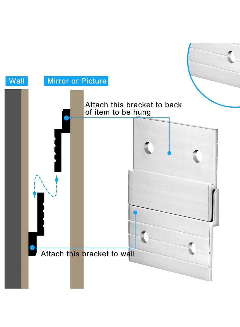 SYOSI French Cleat Picture Hanger, 4 Pcs Heavy Duty Aluminum Z Bar with Screws, Interlocking Mounting Brackets for Wall Photos, Mirrors, Shelves, Whiteboards, Cabinets, Artworks - Image 5